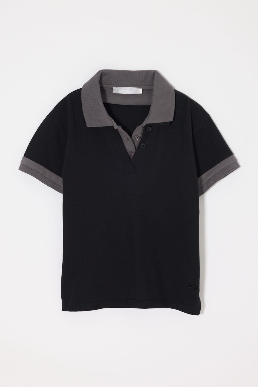 CONTRAST POLOトップス BLK FREE