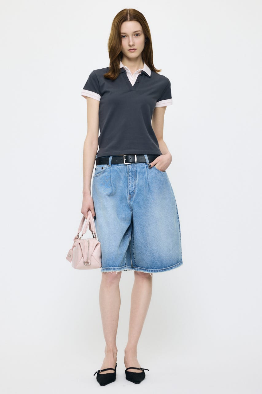 CONTRAST POLOトップス GRY FREE