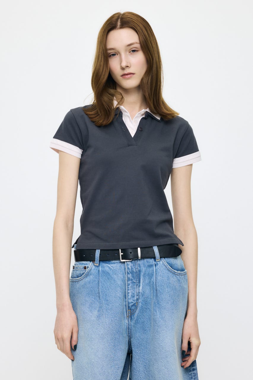 CONTRAST POLOトップス GRY FREE