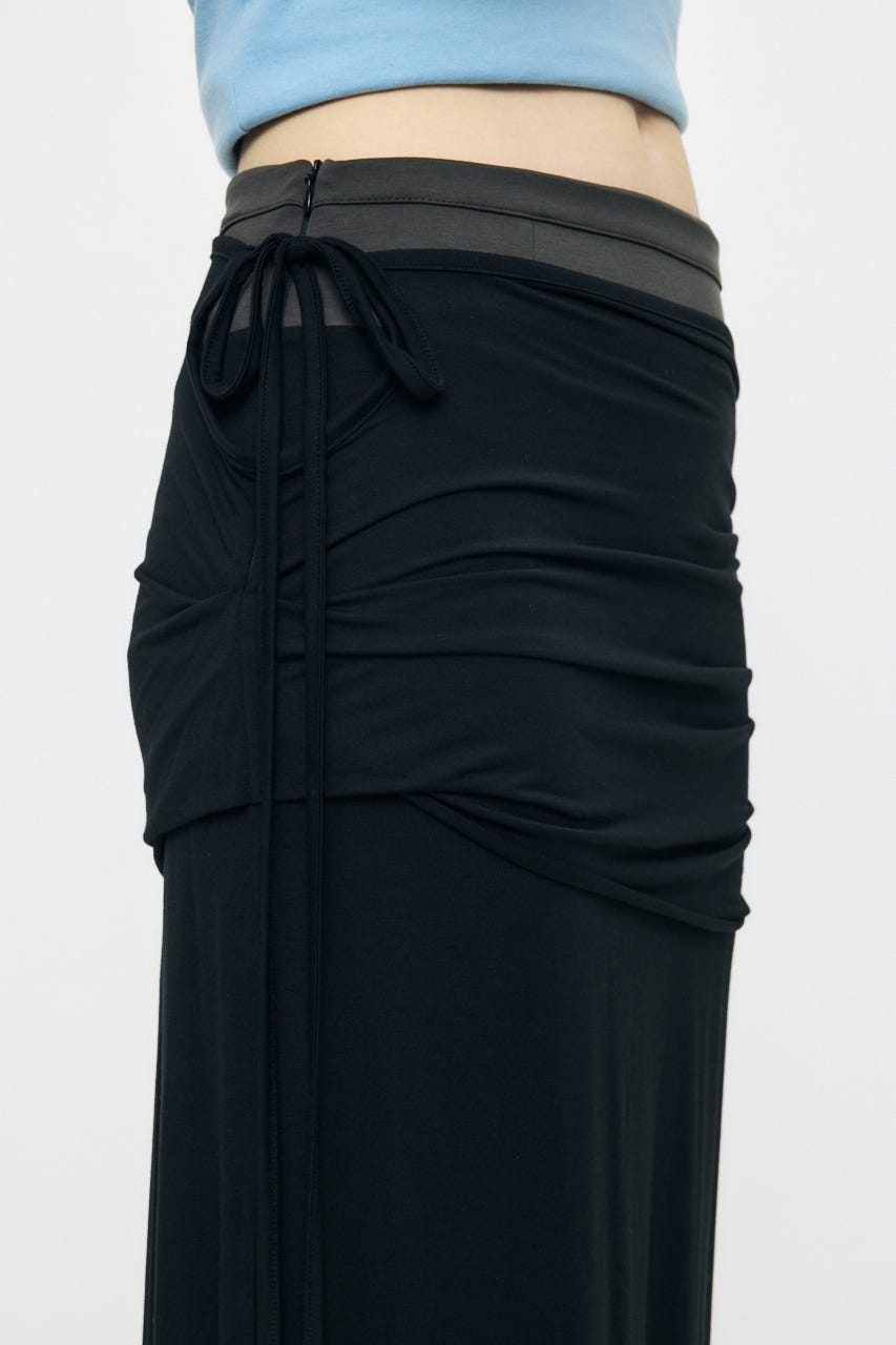 LAYER CUT MAXI スカート BLK 2