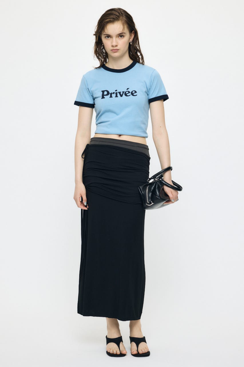 LAYER CUT MAXI スカート BLK 2
