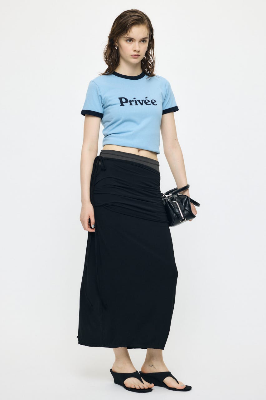 LAYER CUT MAXI スカート BLK 2