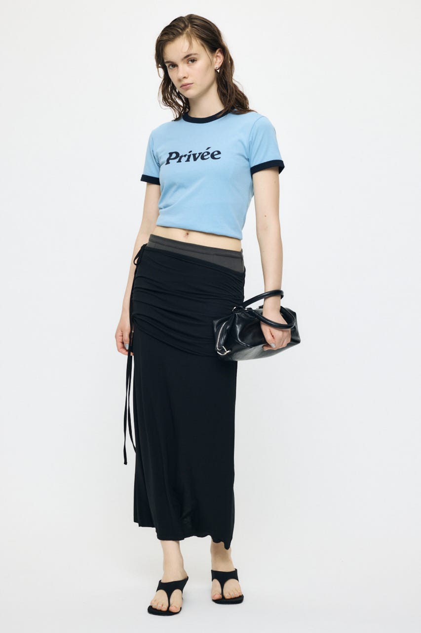 LAYER CUT MAXI スカート BLK 2