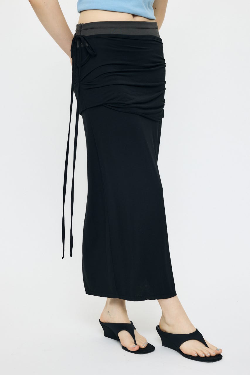 LAYER CUT MAXI スカート BLK 2