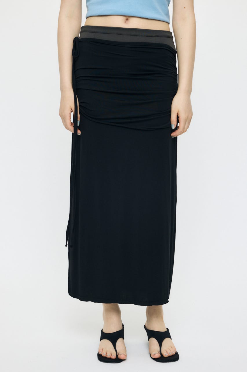 LAYER CUT MAXI スカート BLK 2