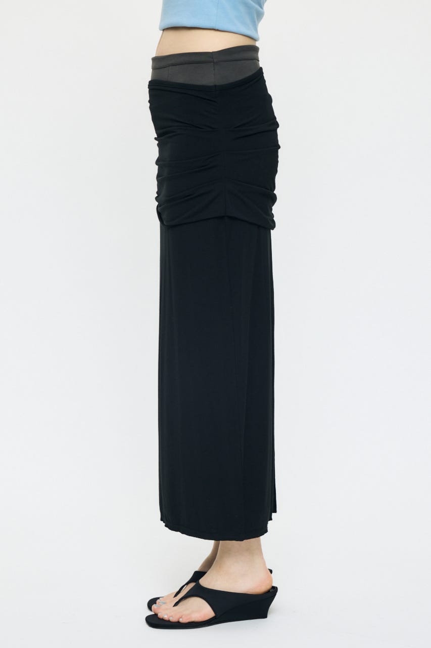 LAYER CUT MAXI スカート BLK 2