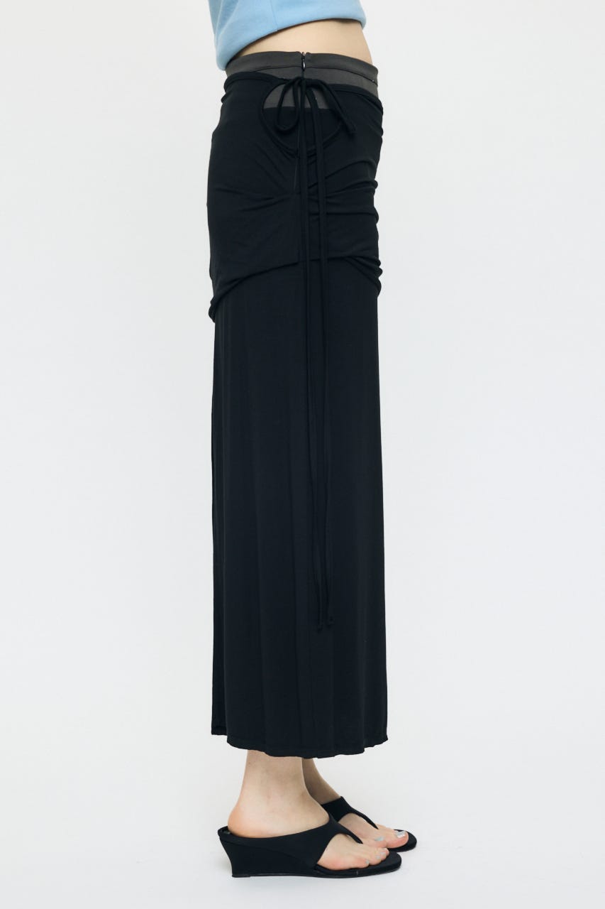 LAYER CUT MAXI スカート BLK 2