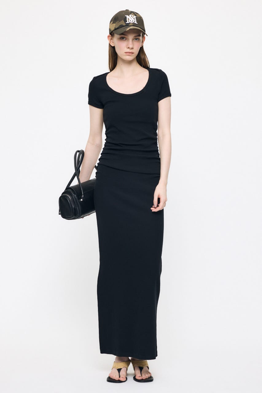 SCOOP NECK JERSEY  ドレス BLK 1