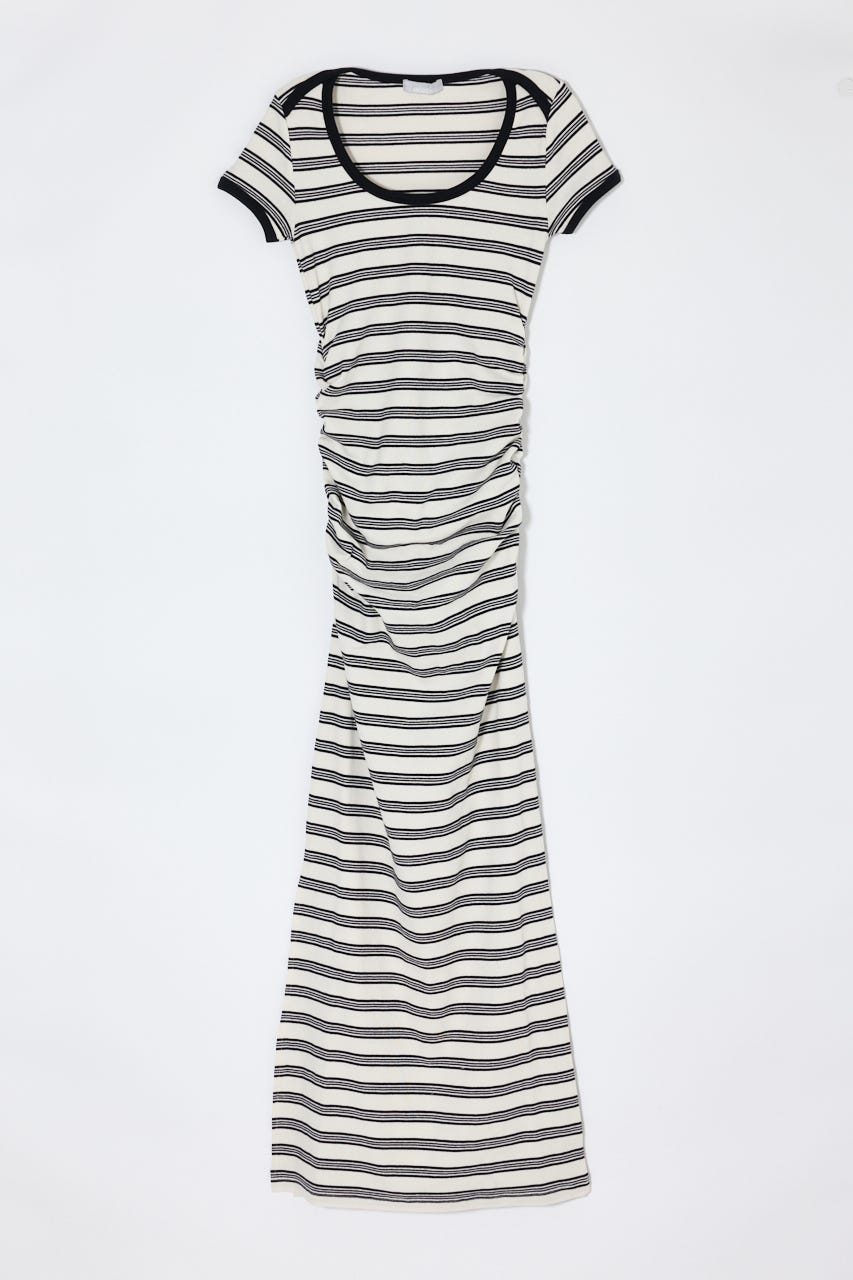SCOOP NECK JERSEY  ドレス 柄WHT 1