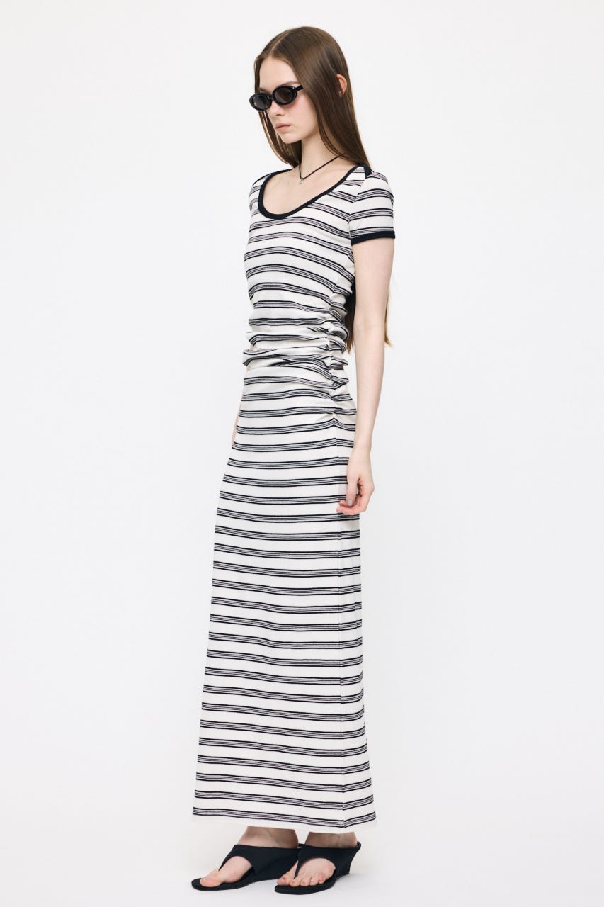 SCOOP NECK JERSEY  ドレス 柄WHT 1