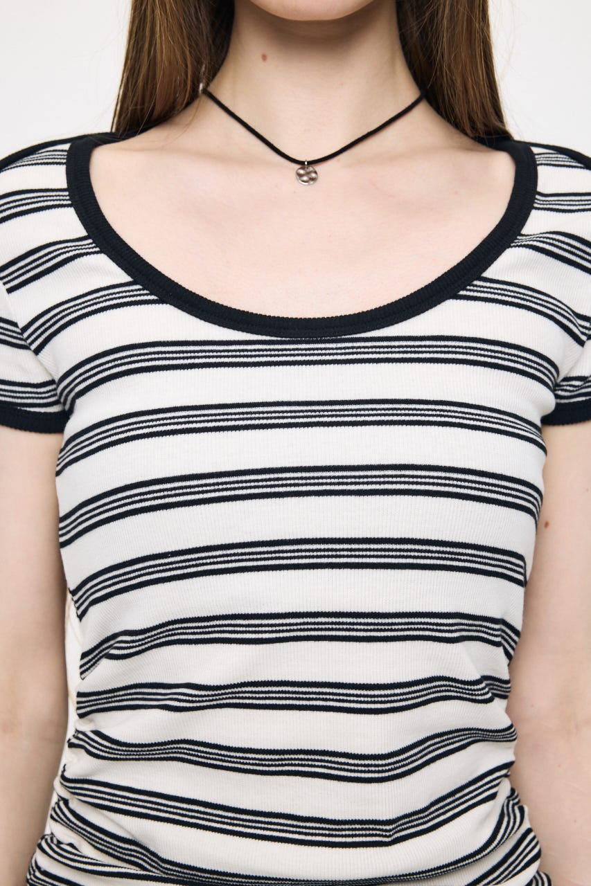 SCOOP NECK JERSEY  ドレス 柄WHT 1