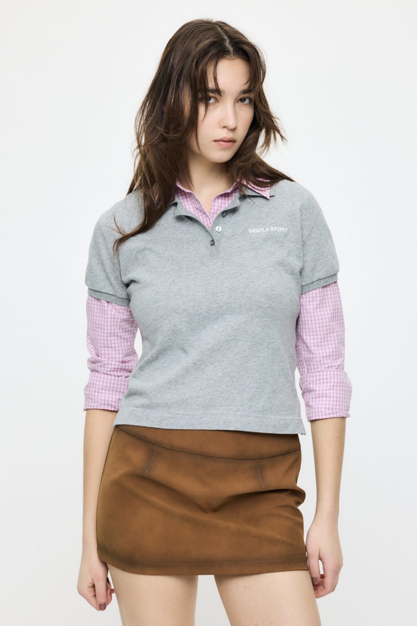 【SS先行アイテム】SHIRT SLEEVE STRIPED POLO Tシャツ T.GRY FREE