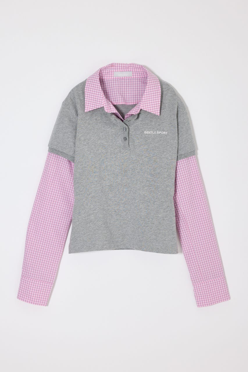 【SS先行アイテム】SHIRT SLEEVE STRIPED POLO Tシャツ T.GRY FREE