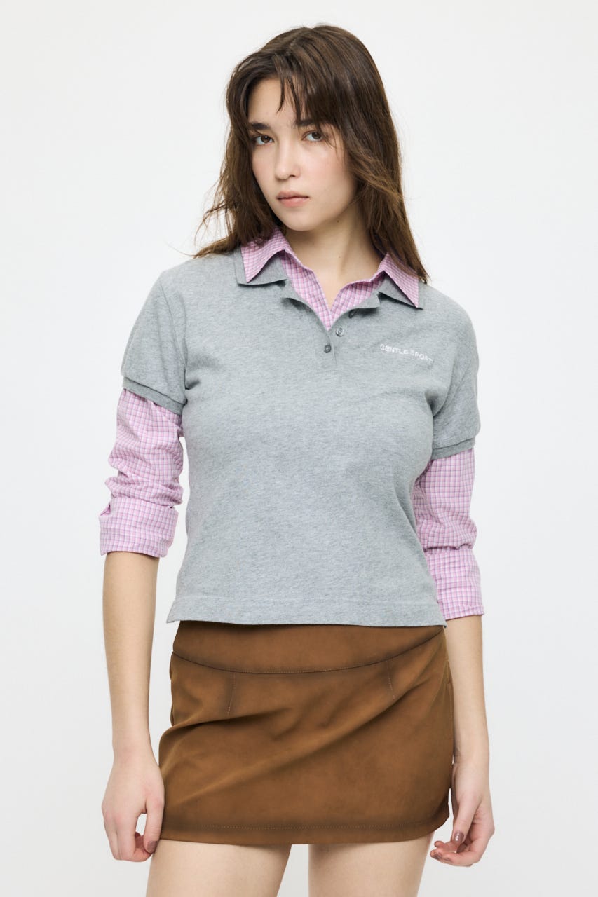 【SS先行アイテム】SHIRT SLEEVE STRIPED POLO Tシャツ T.GRY FREE