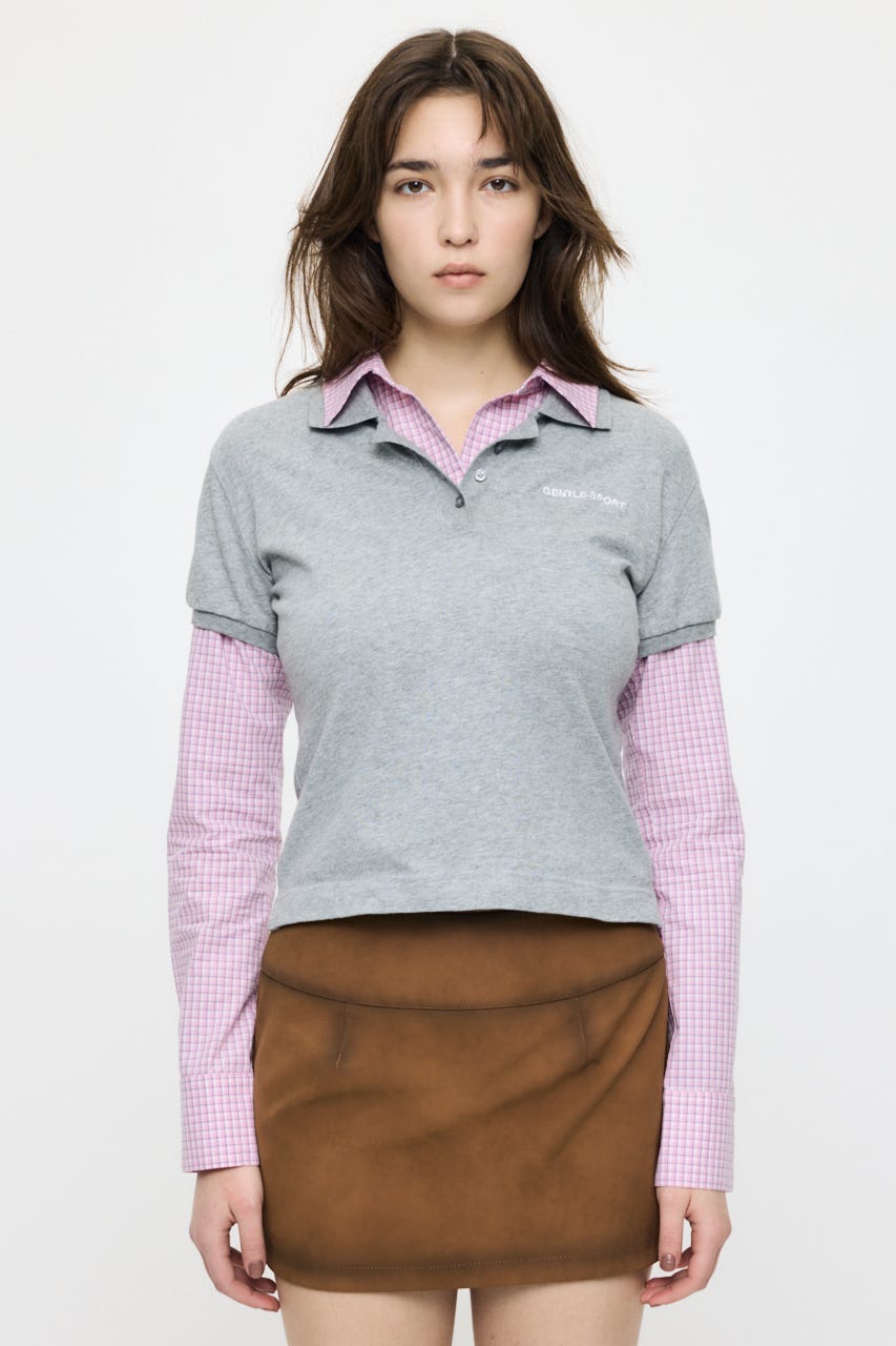 【SS先行アイテム】SHIRT SLEEVE STRIPED POLO Tシャツ T.GRY FREE