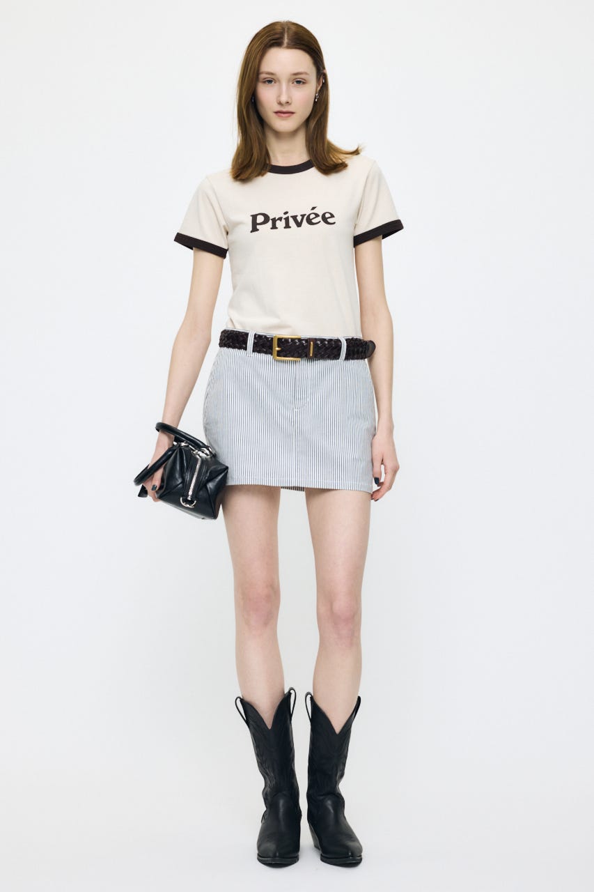 PRIVEE RINGER Tシャツ L/YEL FREE