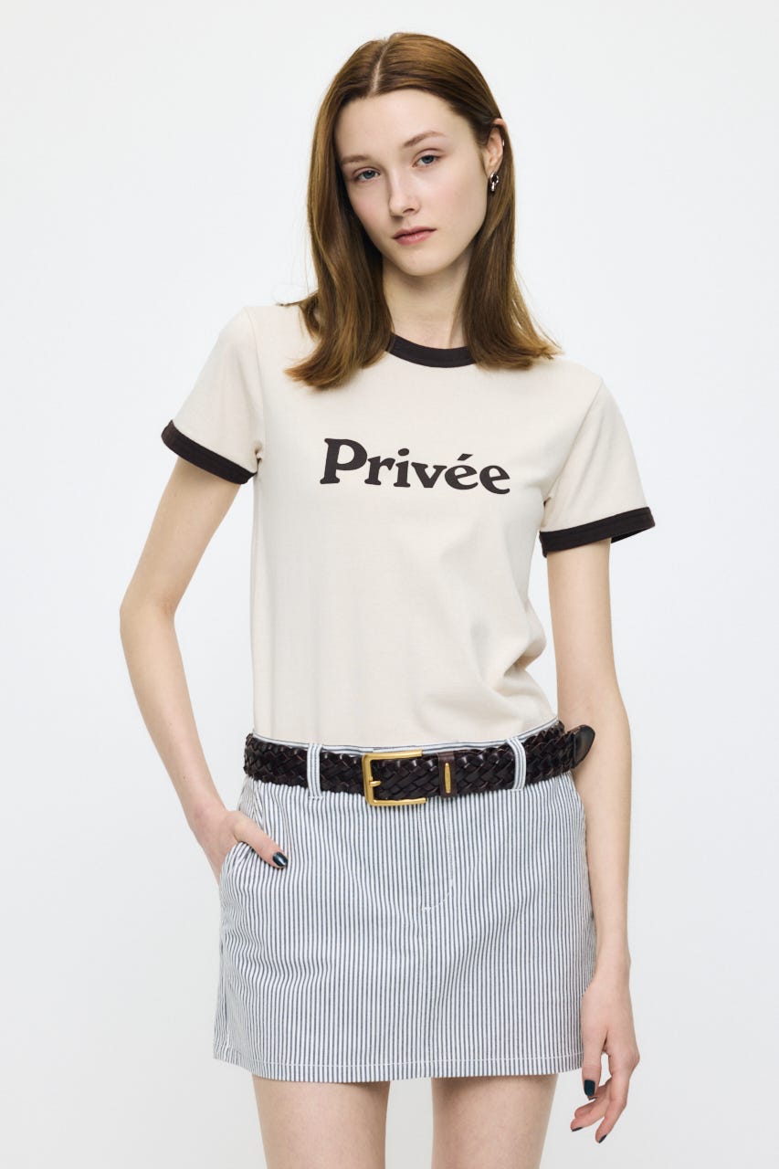 PRIVEE RINGER Tシャツ L/YEL FREE
