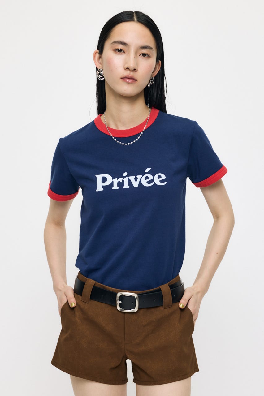 PRIVEE RINGER Tシャツ NVY FREE