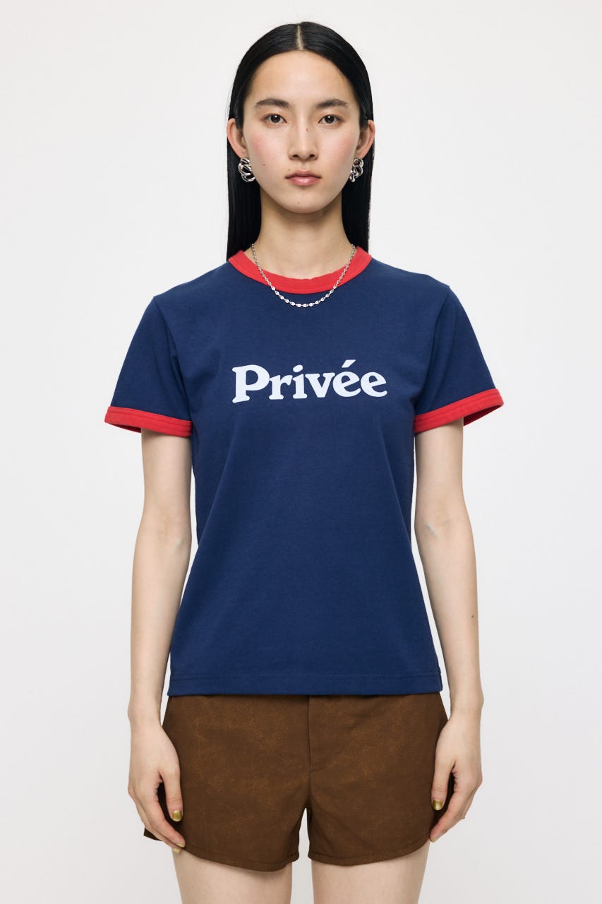 PRIVEE RINGER Tシャツ NVY FREE