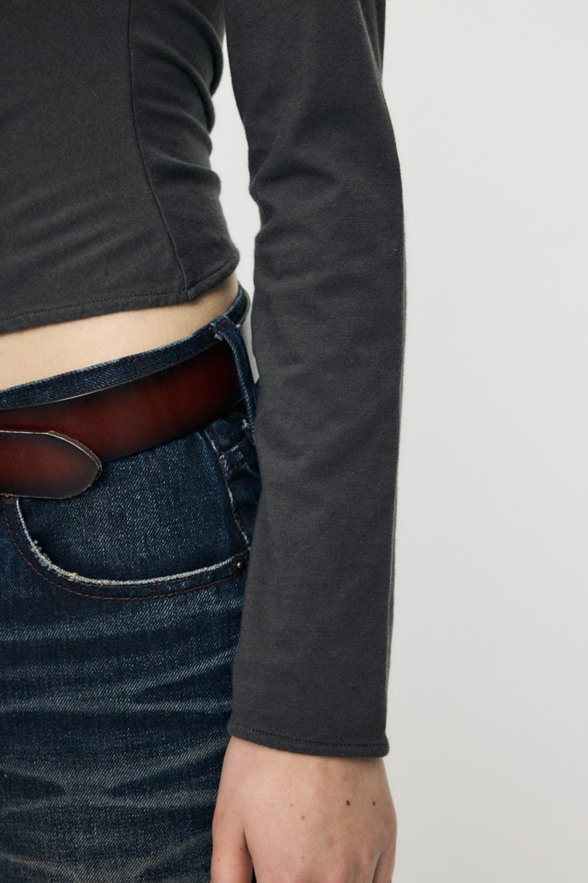 FRONT GATHER DOCKING L/S トップス L/BLK FREE