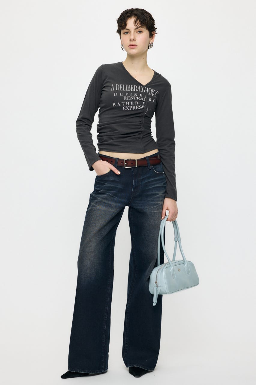 FRONT GATHER DOCKING L/S トップス L/BLK FREE