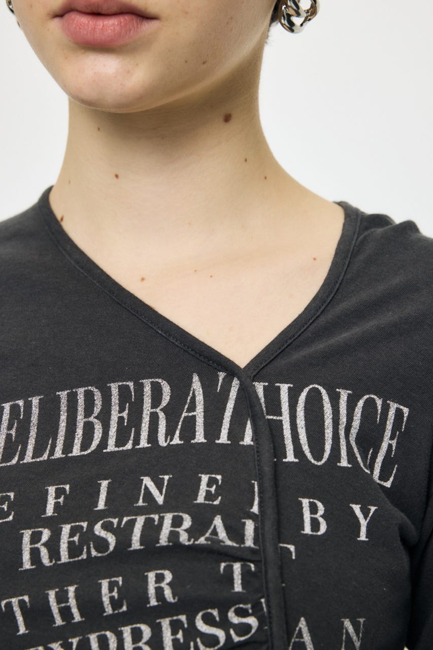 FRONT GATHER DOCKING L/S トップス L/BLK FREE