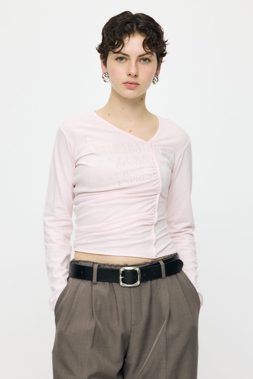 FRONT GATHER DOCKING L/S トップス L/PNK FREE