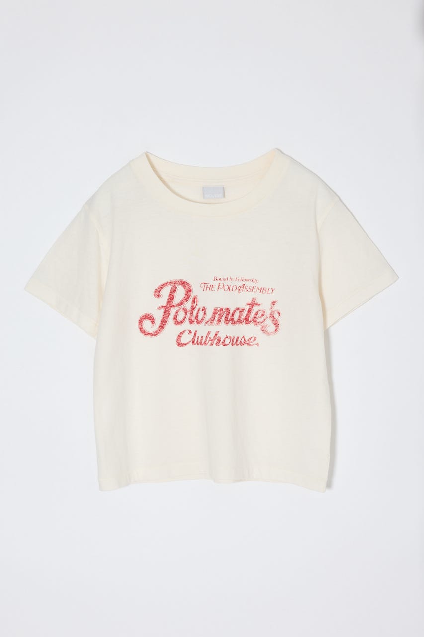 NOSTALGIC LETTERED TEE O/WHT FREE