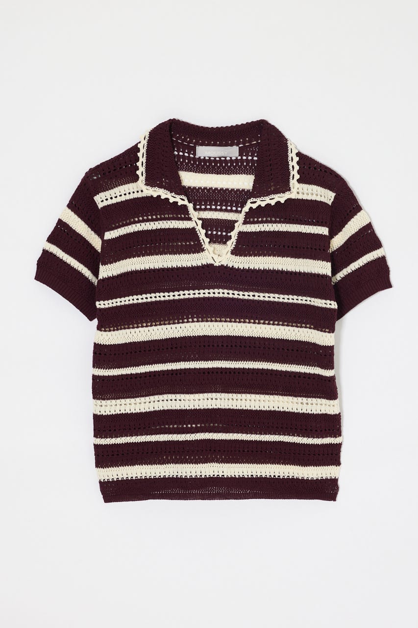 CROCHET LIKE POLO トップス 柄BRD FREE