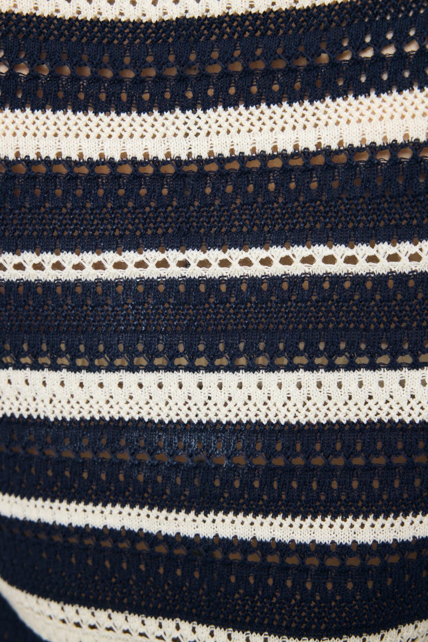 CROCHET LIKE POLO トップス 柄NVY FREE