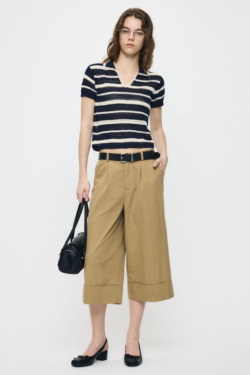 CROCHET LIKE POLO トップス 柄NVY FREE