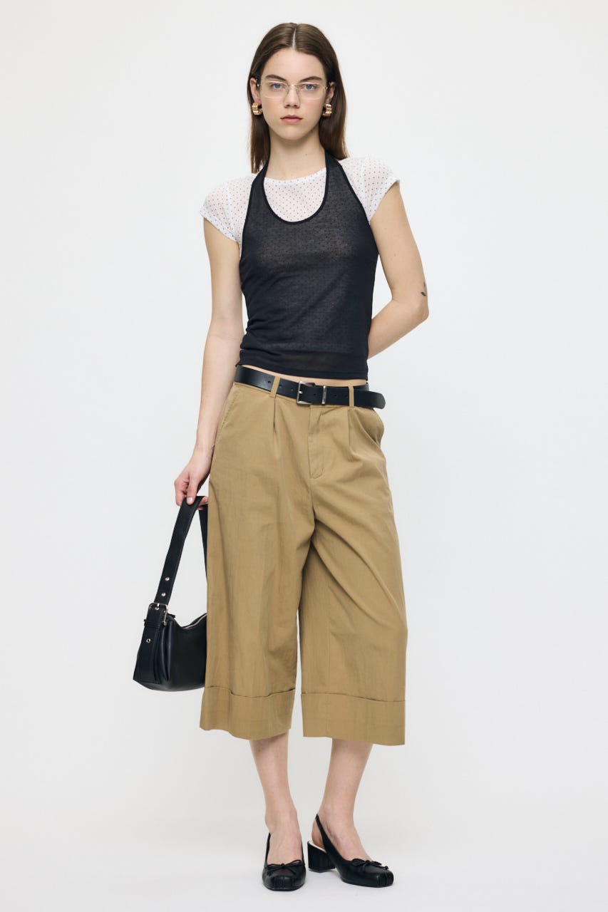 SHEER DOUBLE LAYERED トップス 柄WHT FREE