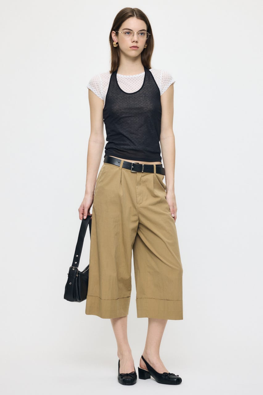 SHEER DOUBLE LAYERED トップス 柄WHT FREE