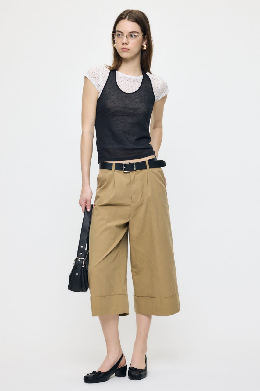 SHEER DOUBLE LAYERED トップス 柄WHT FREE