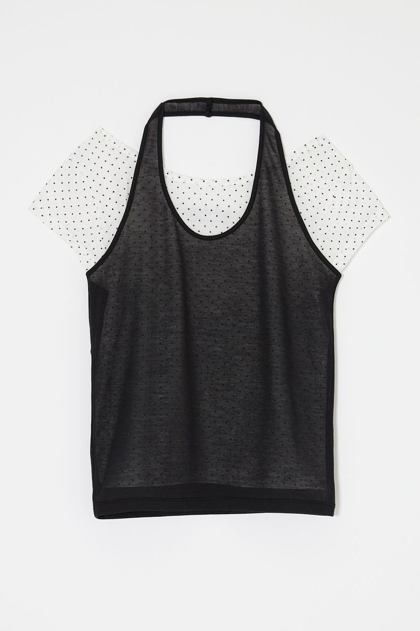 SHEER DOUBLE LAYERED トップス 柄WHT FREE