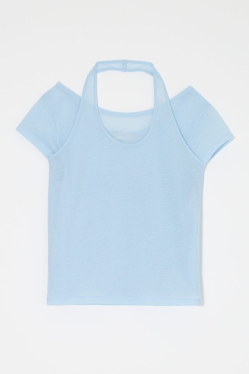 SHEER DOUBLE LAYERED トップス L/BLU FREE