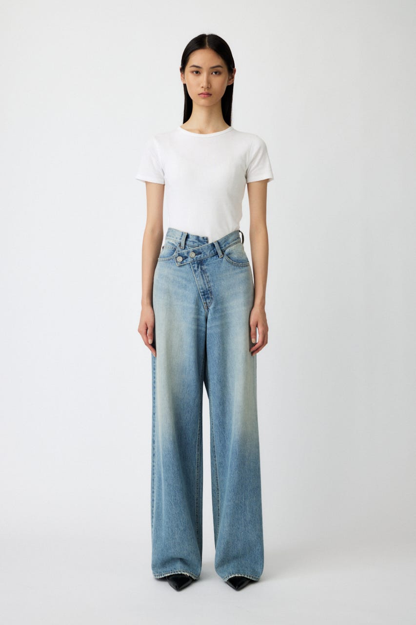 CROSS WAIST WIDE ストレート L/BLU 0