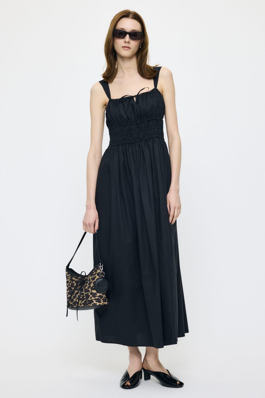 COTTON GATHER CAMI ドレス BLK 1