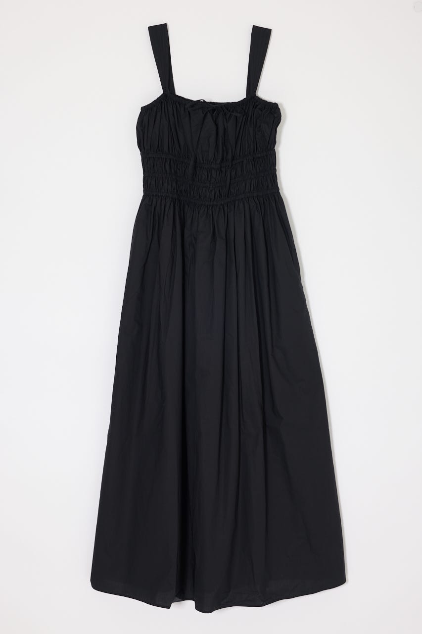 COTTON GATHER CAMI ドレス BLK 1