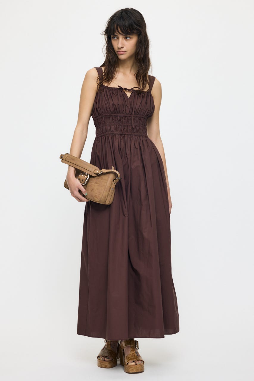 COTTON GATHER CAMI ドレス BRN 2