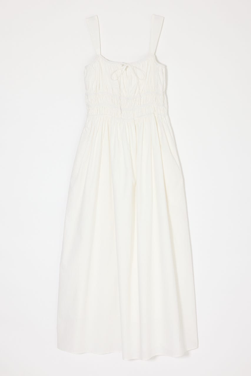 COTTON GATHER CAMI ドレス O/WHT 2