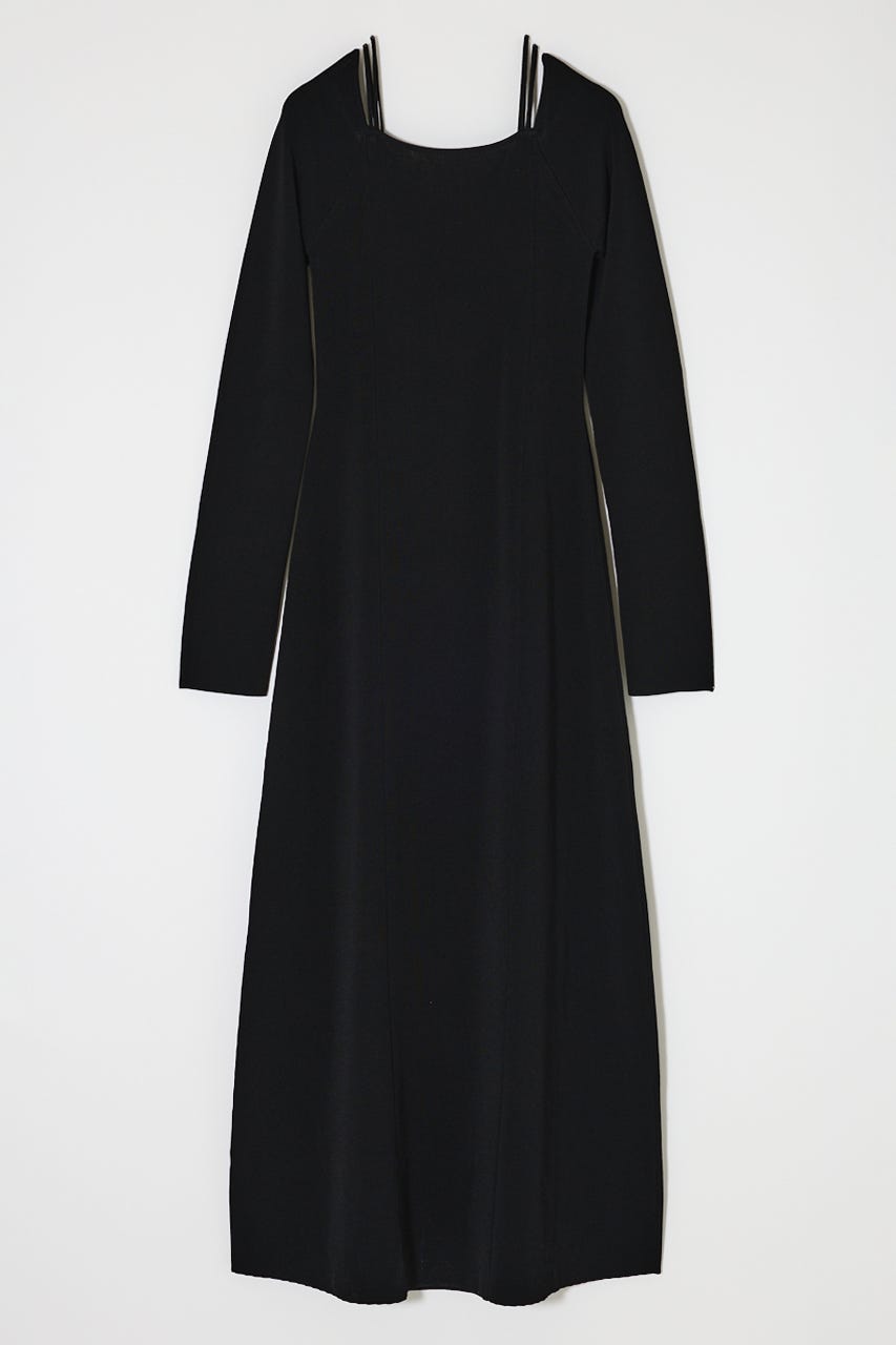 OPEN NECK KNIT LONG ドレス BLK 2