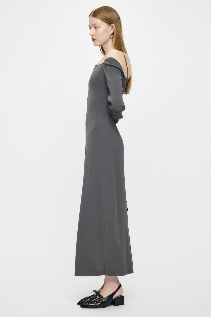 OPEN NECK KNIT LONG ドレス C.GRY 2