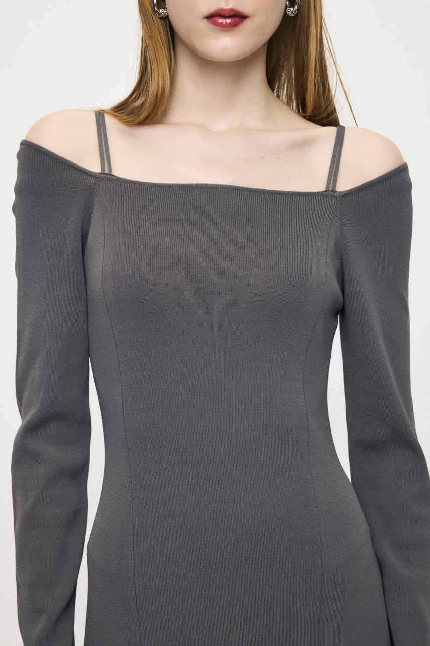 OPEN NECK KNIT LONG ドレス C.GRY 2