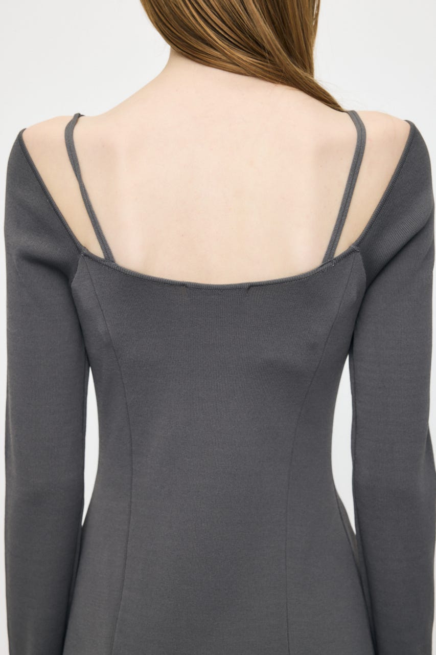 OPEN NECK KNIT LONG ドレス C.GRY 2