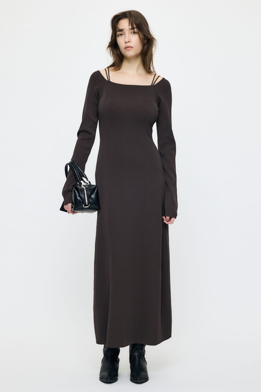 OPEN NECK KNIT LONG ドレス D/BRN 2