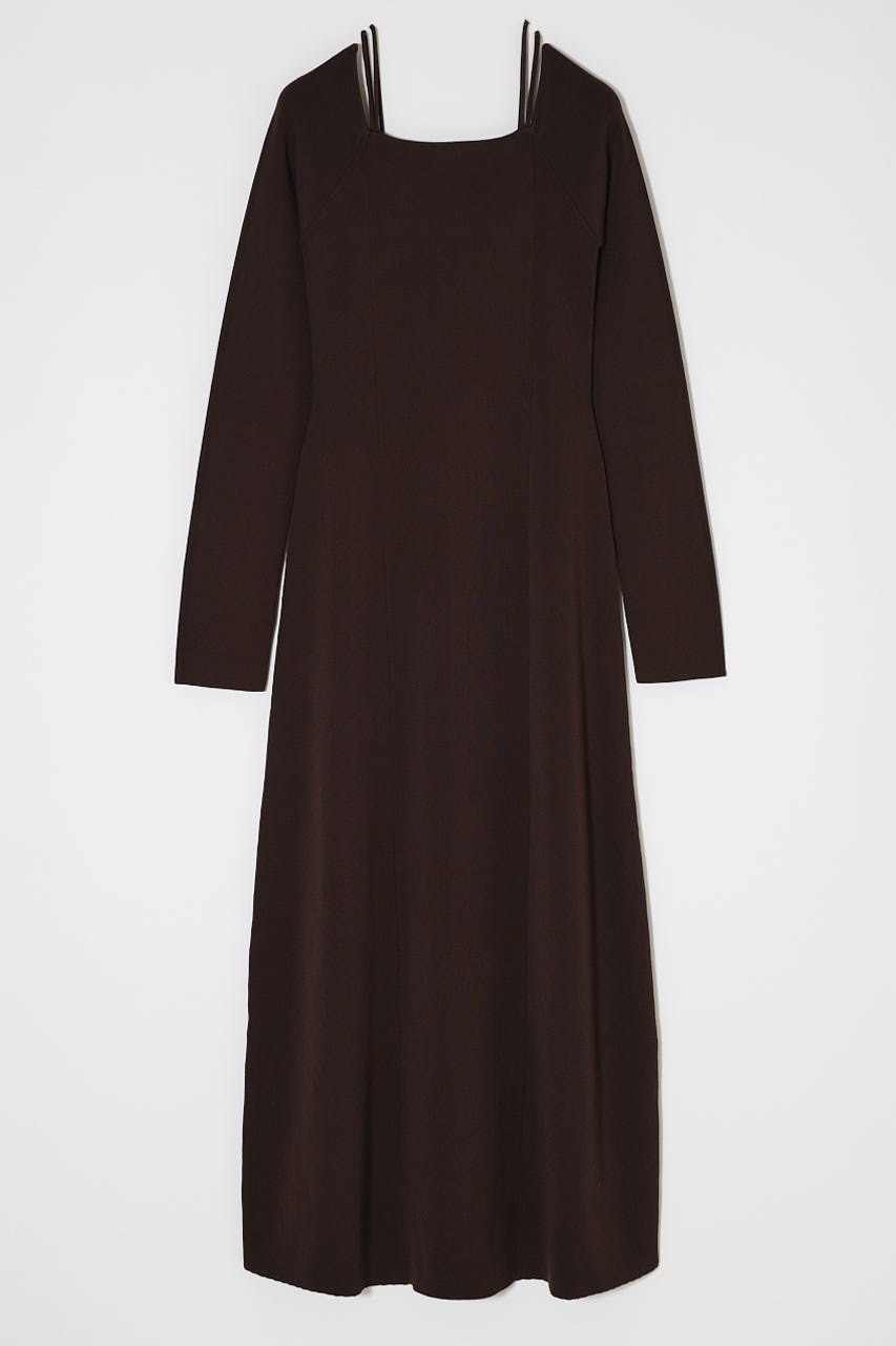 OPEN NECK KNIT LONG ドレス D/BRN 2