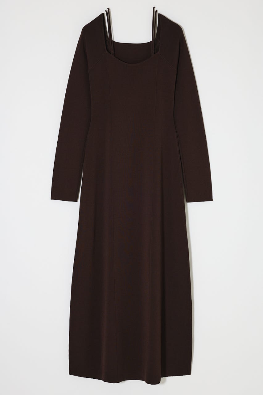 OPEN NECK KNIT LONG ドレス D/BRN 2