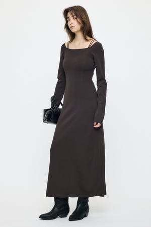 OPEN NECK KNIT LONG ドレス