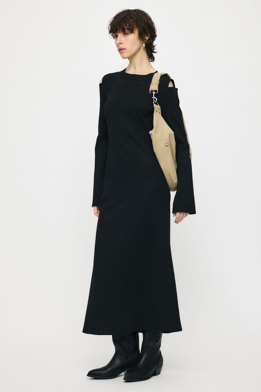 OPEN SHOULDER KNIT ドレス BLK 1